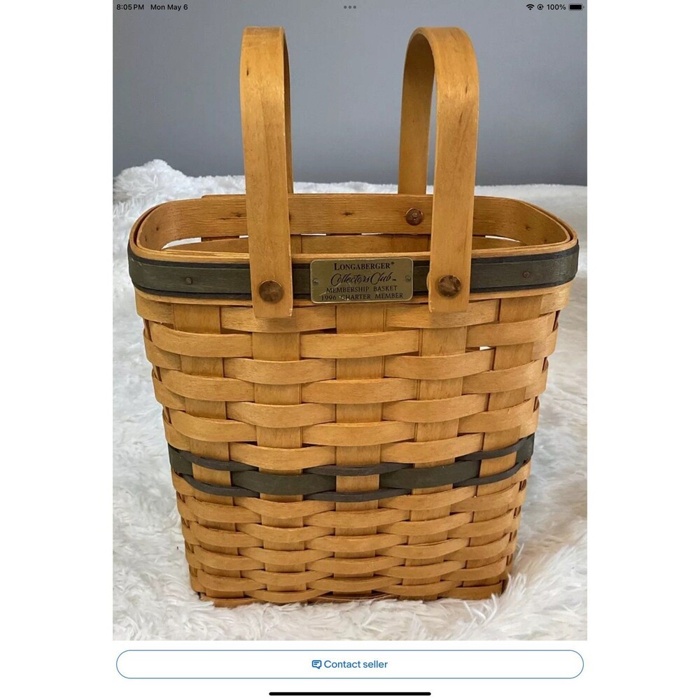 Longaberger Collectors Club Charter Membership Basket With Handles 1996